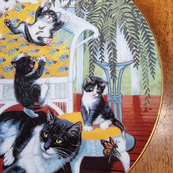 Hamilton 1988 Cat Plate "Just For The Fern Of It" Country Kitties - Picture 4 of 6